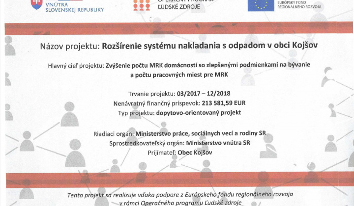 Fotka - Rozšírenie systému nakladania s odpadom v obci Kojšov