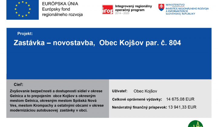 Fotka - Zastávka – novostavba, Obec Kojšov par. č. 804
