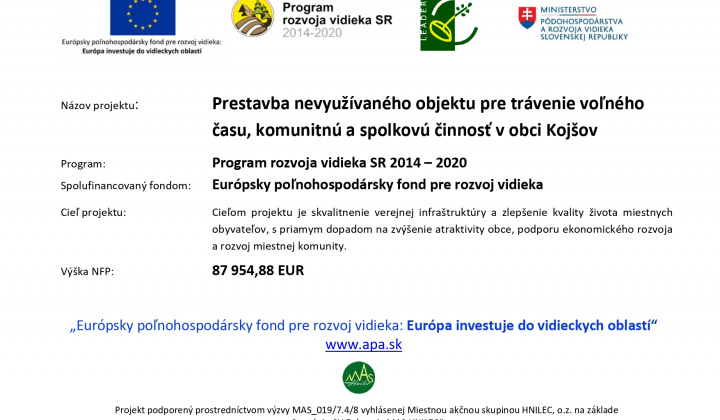 Fotka - Prestavba objektu pre trávenie voľného času